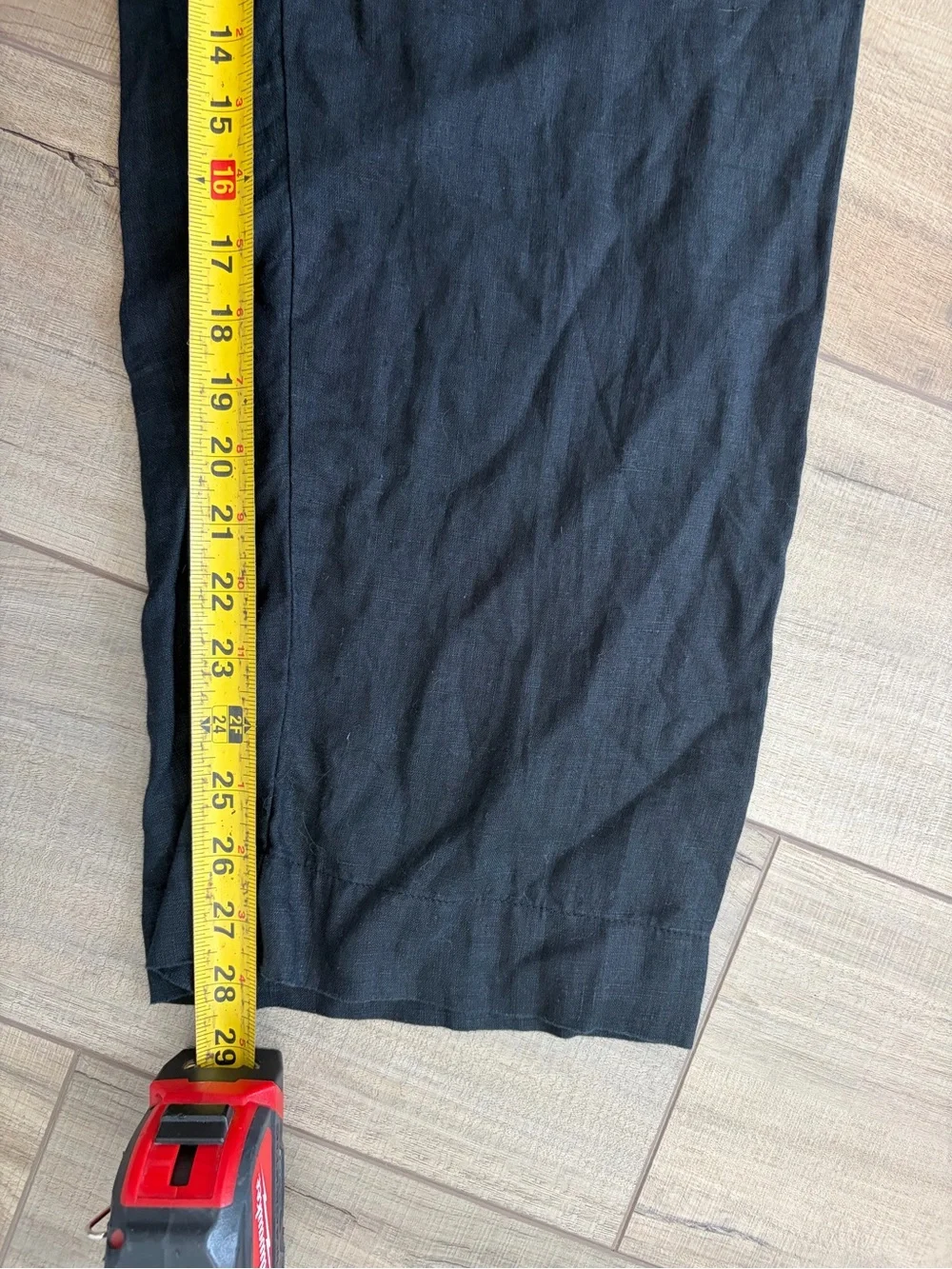 Quince 100% European Linen Patch Pocket Wide Leg Pants Black 12